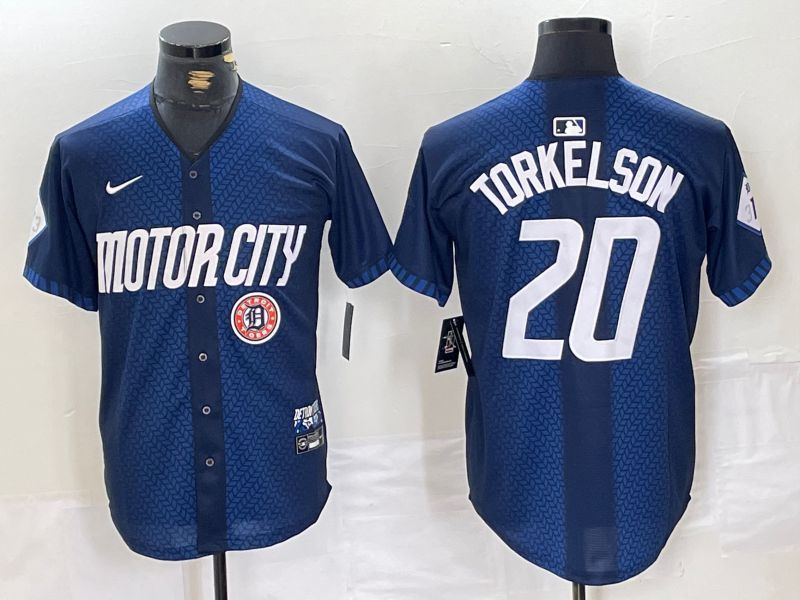 Men Detroit Tigers #20 Torkelson Blue City Edition Nike 2024 MLB Jersey style 4->detroit tigers->MLB Jersey